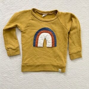 Lulu & Roo Mustard Sweatshirt with Patchwork Rainbow